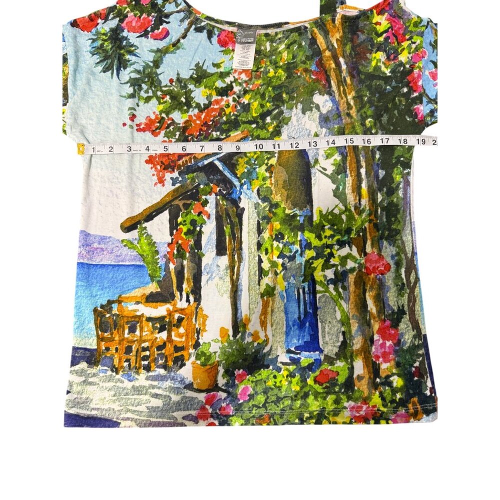 Simply Art Dolcezza Womens Szie S Top 3/4 Sleeve One-Shoulder Artistic Print - Picture 6 of 7